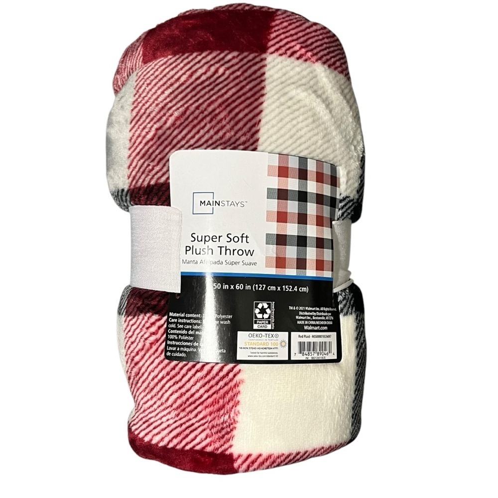 Mainstays Super Soft Plaid Plush Throw 50”X60”